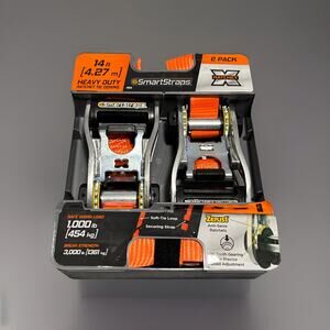 🔥SmartStraps 2 Pk 1-1/4 " in x 14’ 1000LB Ratchet Tie Down Straps BNWT🔥